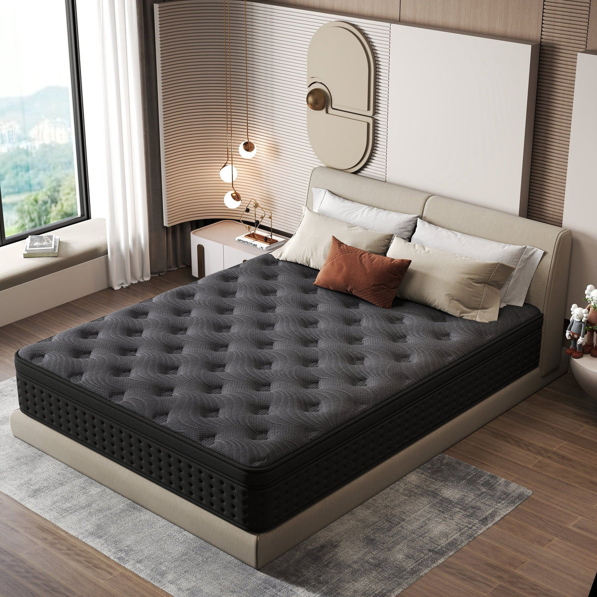 Zekbip 12 inch Queen Mattress in a Box, Hybrid Gel Memory Foam with Individually Wrapped Pocket Coils, Medium Firm, Pressure Relief, Cooling Sleep