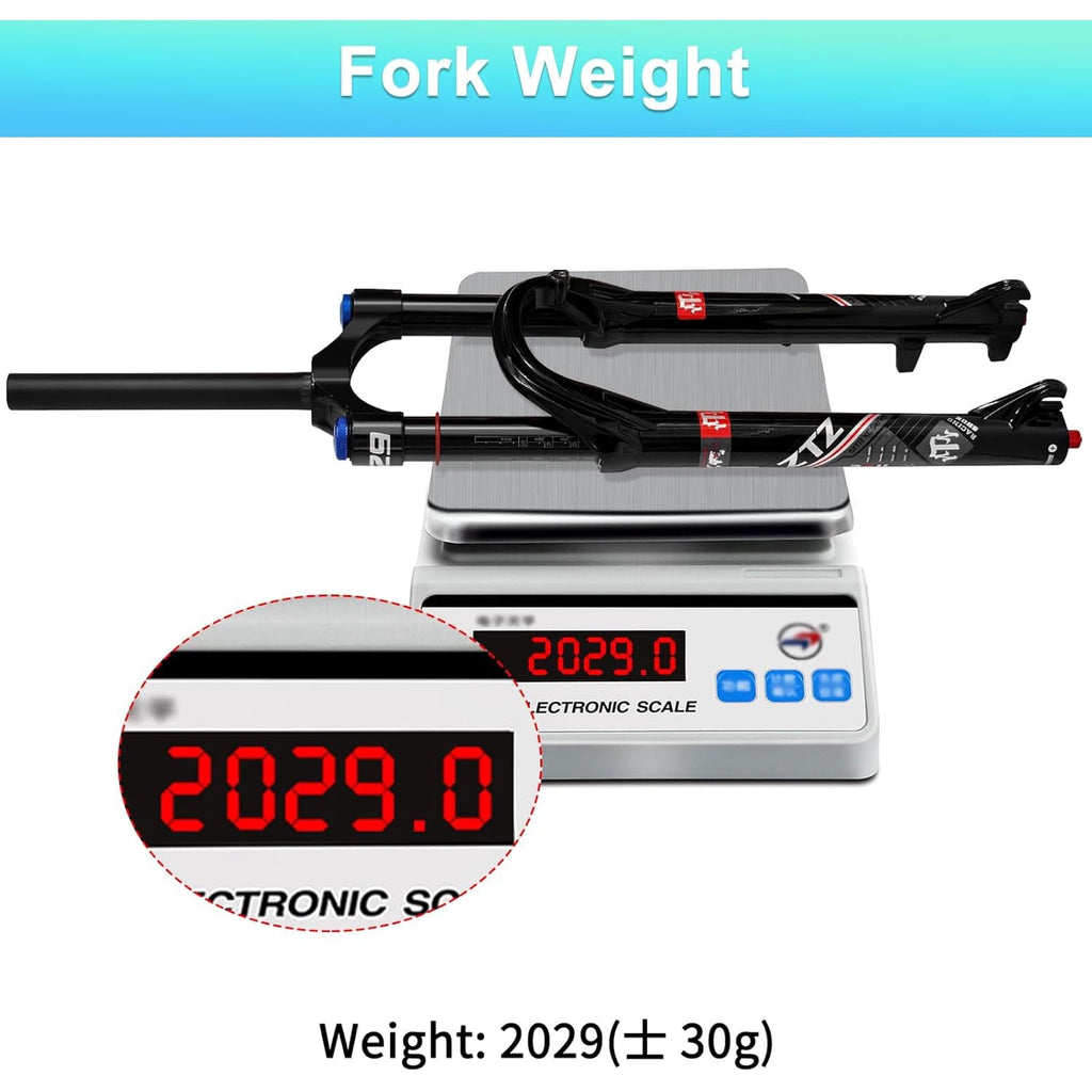 ZTZ 26/27.5/29 inch MTB Air Suspension Fork, Upgraded 34mm Stanchions & 140mm Travel, Rebound Adjust, Straight Steerer, 9x100mm QR, Manual Lockout