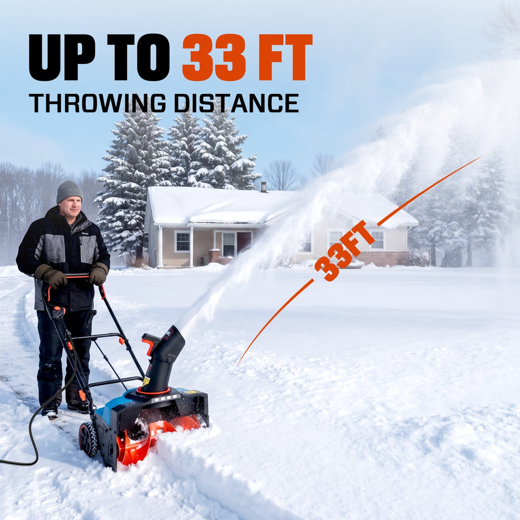 SENIX 21-Inch 15A Corded Electric Push Snow Blower,12-Inch Clearing Depth, 33FT Throw Distance, LED Lights, Foldable Handle