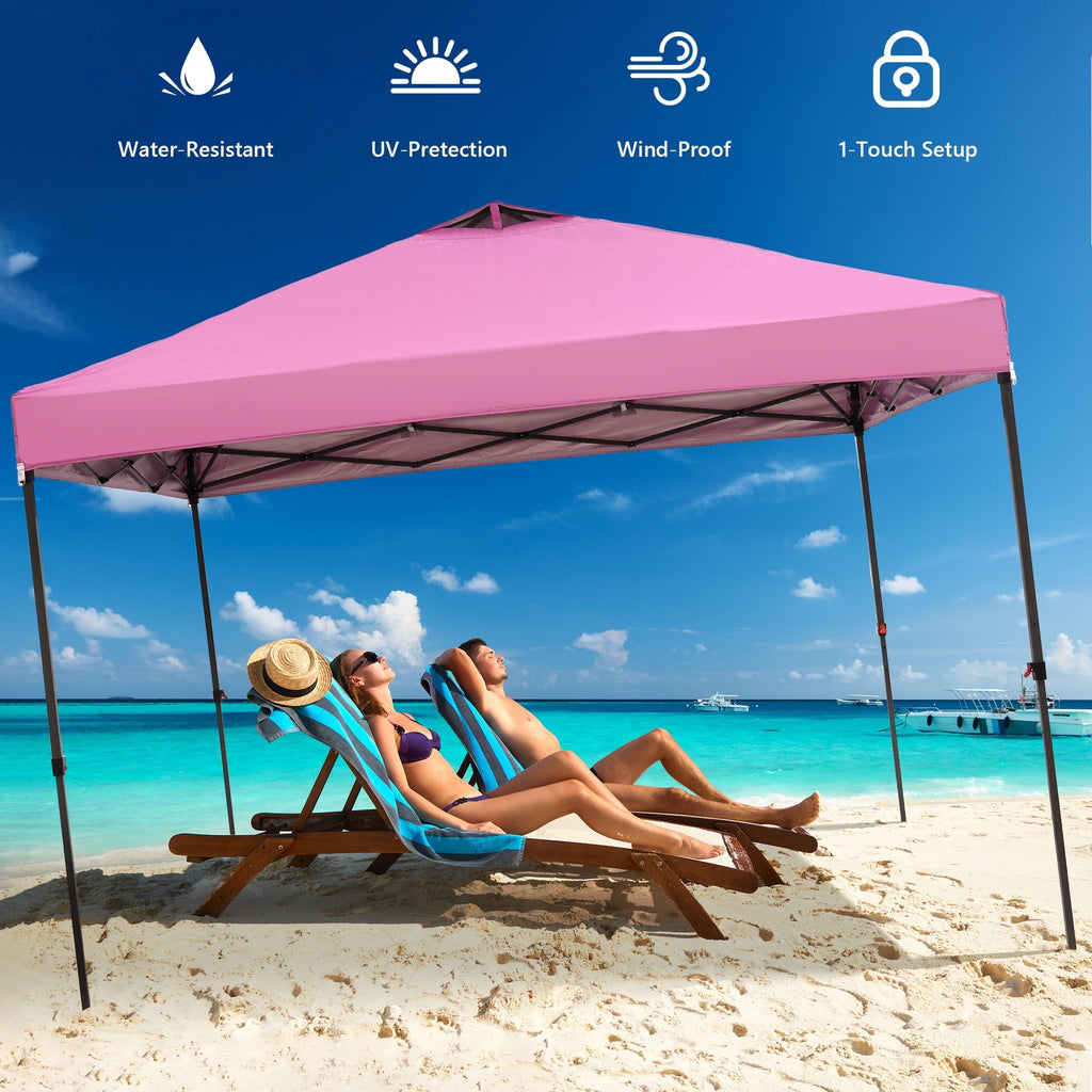 Outdoor Basic 12'x12'Pop up Canopy Tent with One Push Setup & Sidewalls, Instant Shade Gazebos with Adjustable Height, for Patio Deck Garden and