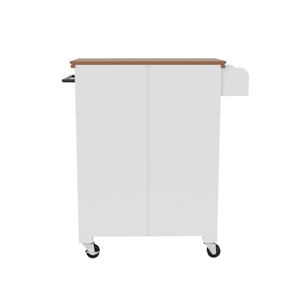HLR Small Kitchen Islands Table with Storage, Rolling Wood Microwave Cart on Wheels for Dining Room, White