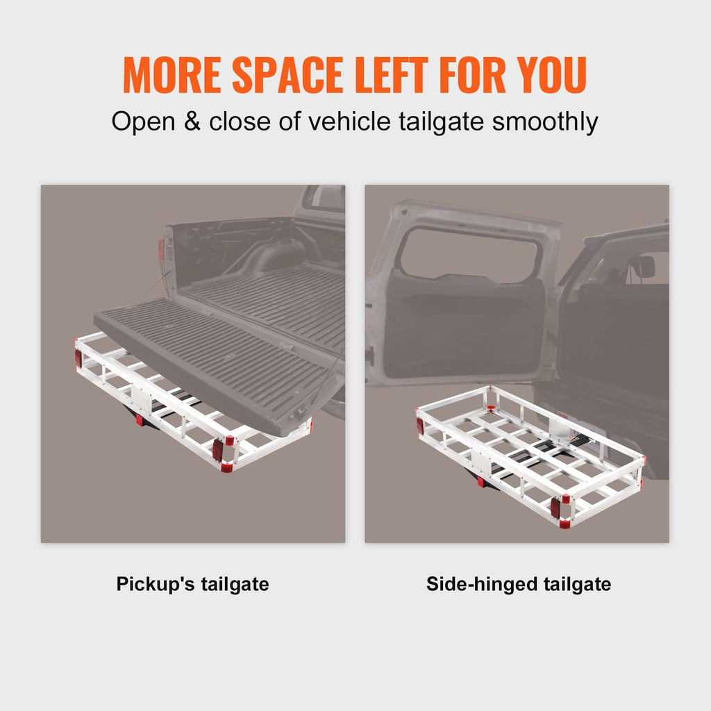 KFFKFF Aluminum Hitch Cargo Carrier, 500lbs Capacity, Rust-Resistant Basket
