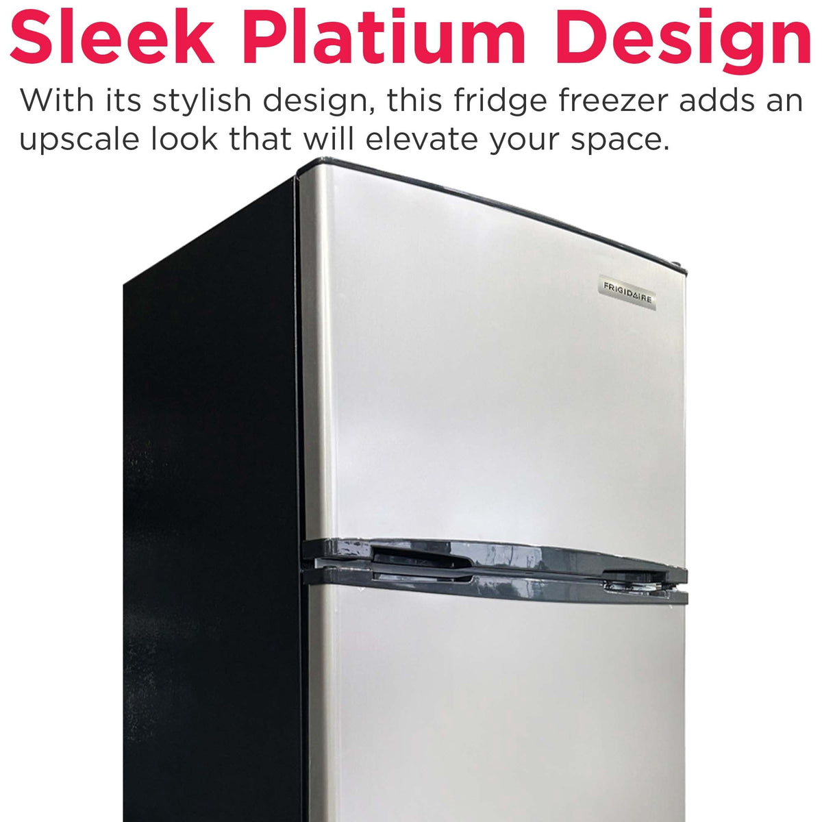 Frigidaire 7.5 Cu. ft. Top Mount Refrigerator, Apartment Size Fridge with Reversible Doors, Platinum