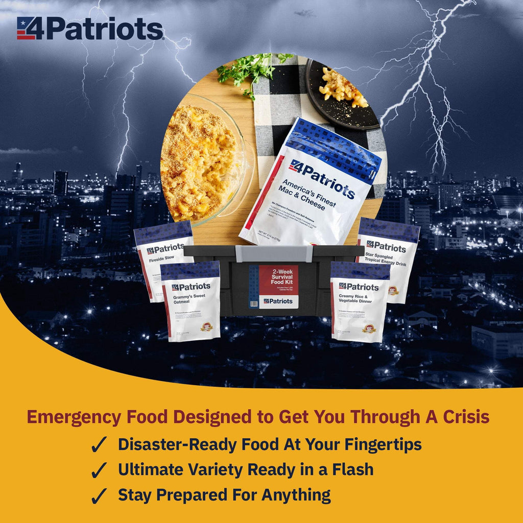 4Patriots 1-Week Emergency Food Supply Survival Kit - Freeze-Dried, Designed to Last 25 Years - 42 Servings of Delicious Breakfast, Lunch, & Dinner