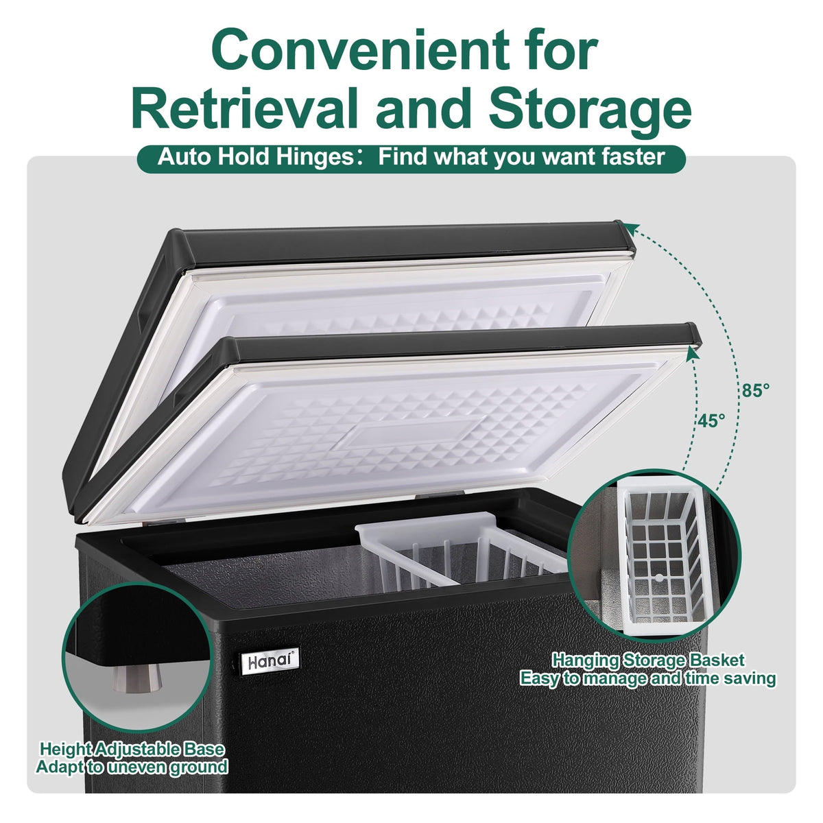 WANAI 3.5 Cu.Ft Chest Freezer,Energy-Saving Small Deep Freezer for Small Spaces,Black