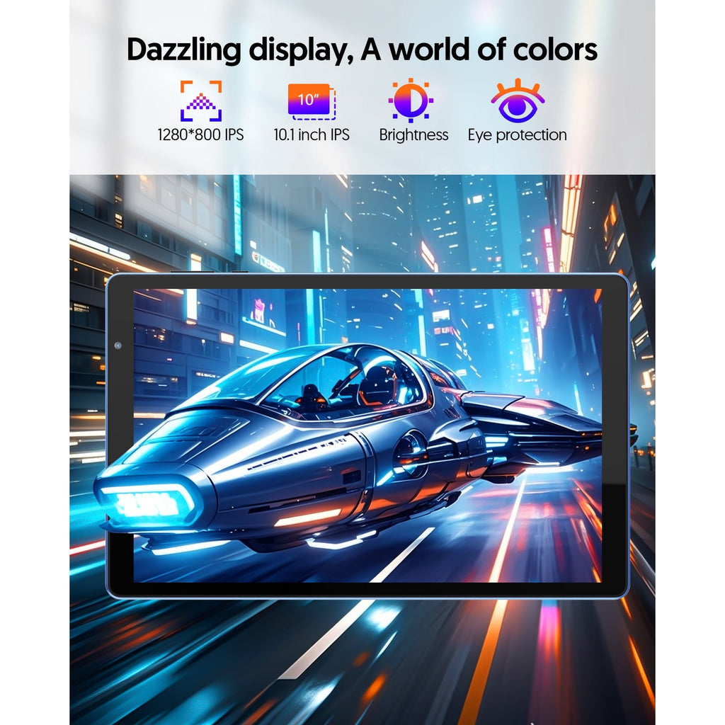 Android Tablet, 10 inch Android 14 Tablet, Quad-core CPU, RAM 4GB（2G+2G）, ROM 32GB (Up to 1TB), 800x1280 IPS, WiFi 6, 2MP+2MP, 6000mAh, Blue
