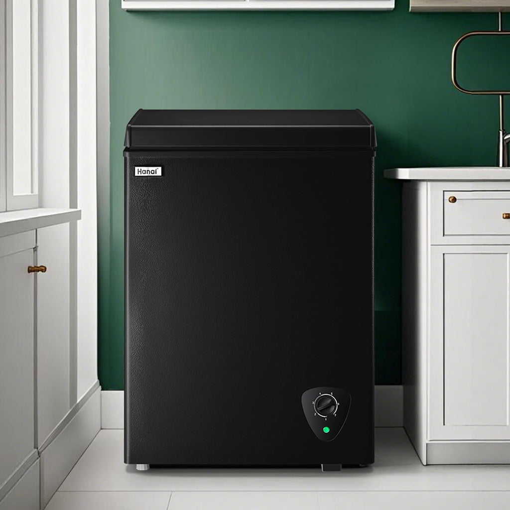 WANAI 3.5 Cu.Ft Chest Freezer,Energy-Saving Small Deep Freezer for Small Spaces,Black