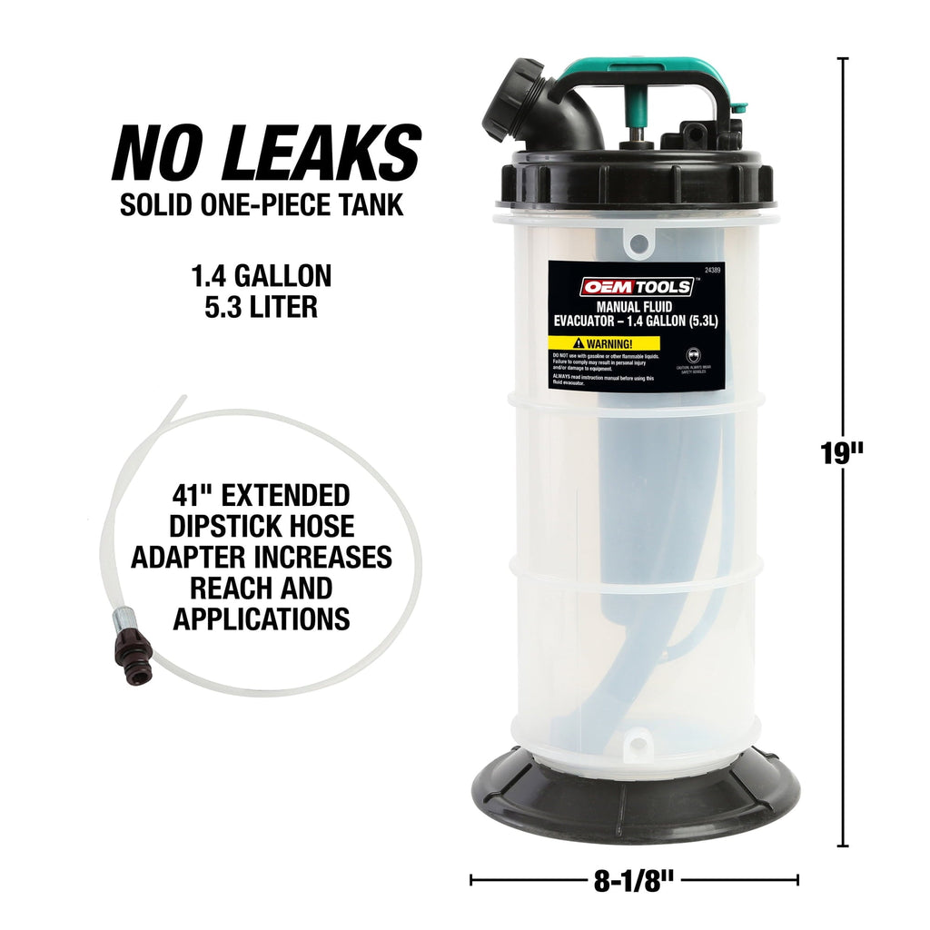 OEMTOOLS 24389 Manual Fluid Extractor - 1.4 Gallons (5.3L)