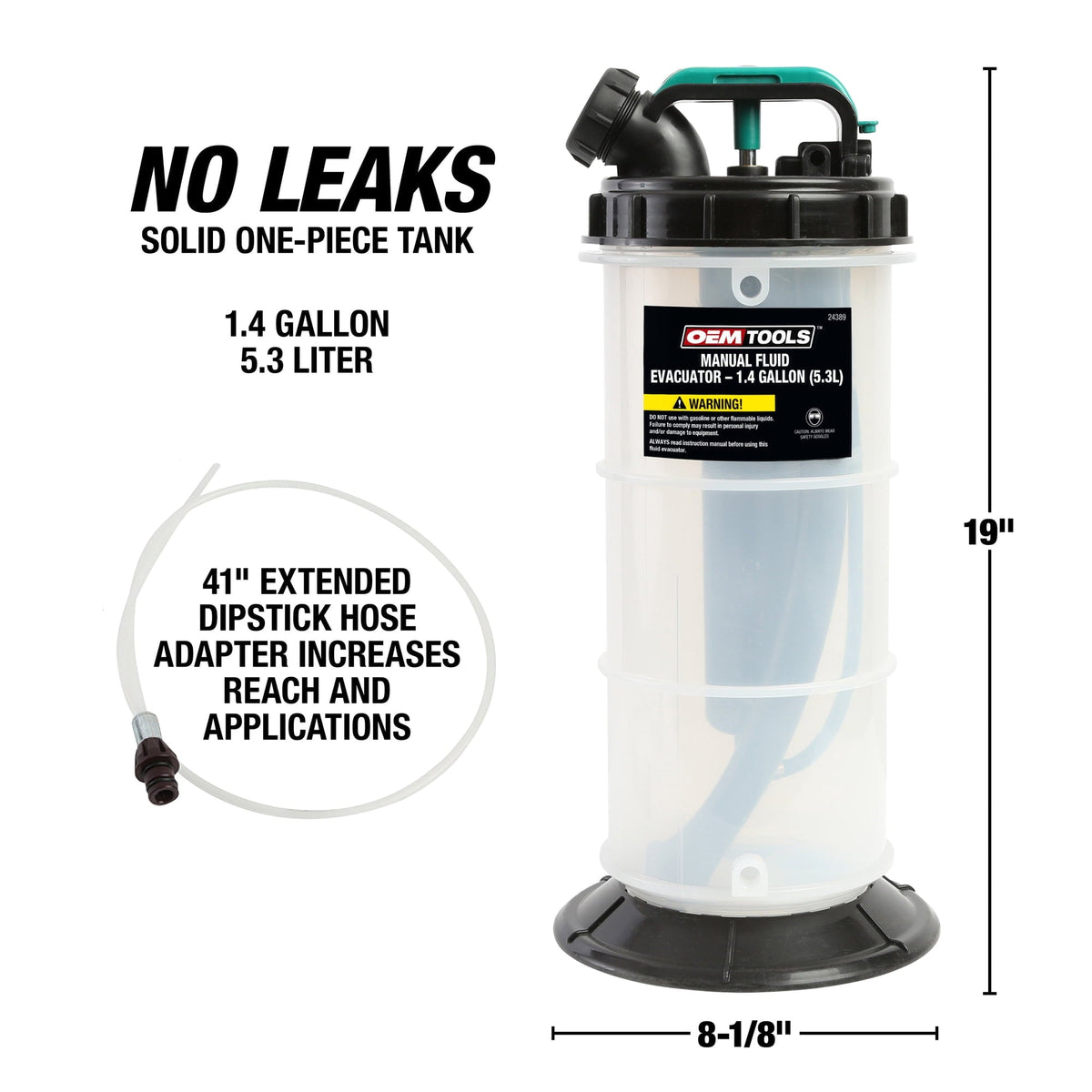 OEMTOOLS 24389 Manual Fluid Extractor - 1.4 Gallons (5.3L)