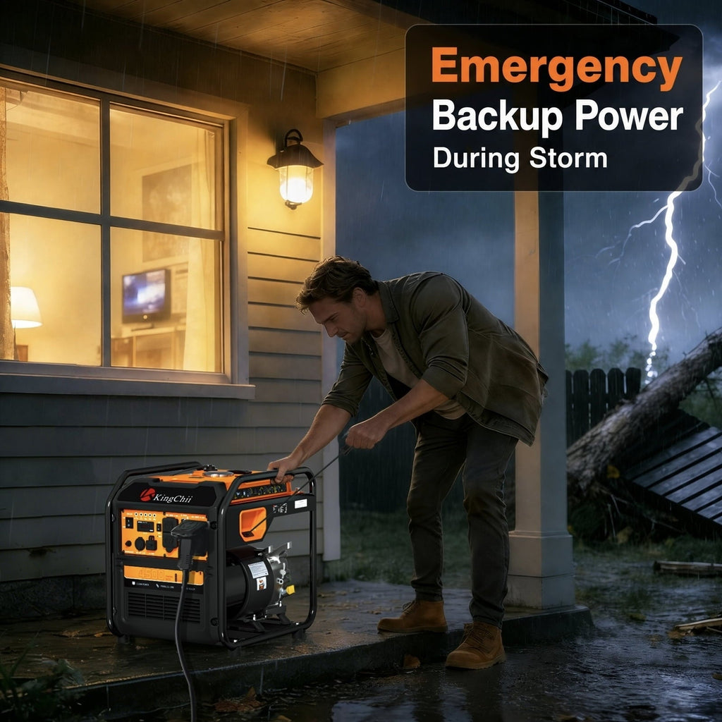 KingChii 4500W Inverter Generator Gas Powered, CO Sensor, ECO Mode, 30A RV Ready Outlet, Portable Outdoor Power Equipment for Camping & Home Backup