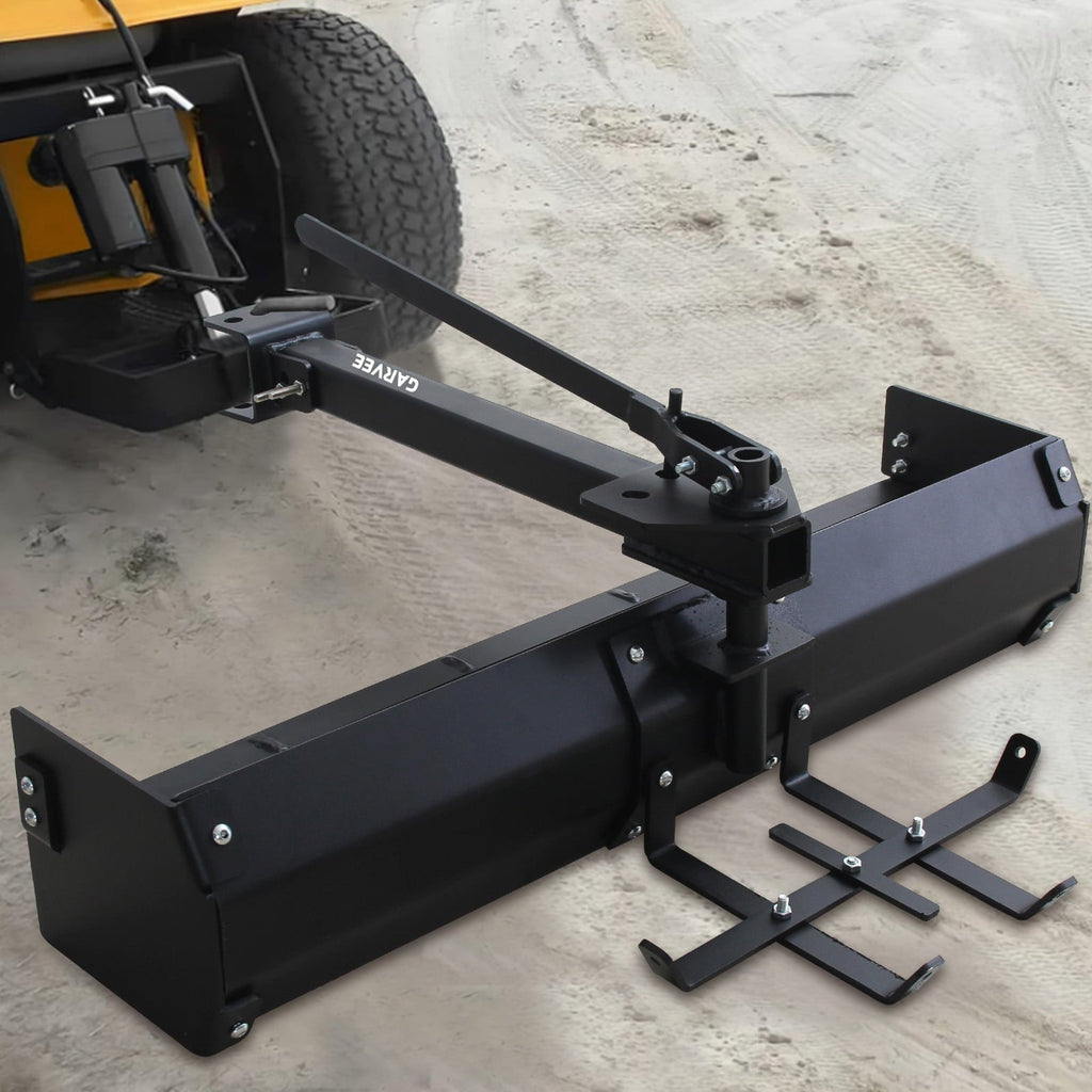 Garvee 42 Inch Box Scraper Sleeve Hitch Tow Behind for ATV UTV Lawn Tractor, Grader Attachment with Box Blade & Weight Tray for Landscaping Leveling