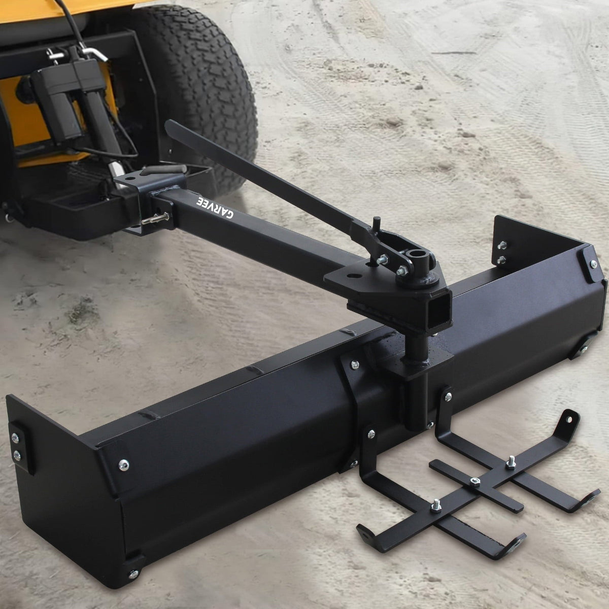 Garvee 42 Inch Box Scraper Sleeve Hitch Tow Behind for ATV UTV Lawn Tractor, Grader Attachment with Box Blade & Weight Tray for Landscaping Leveling