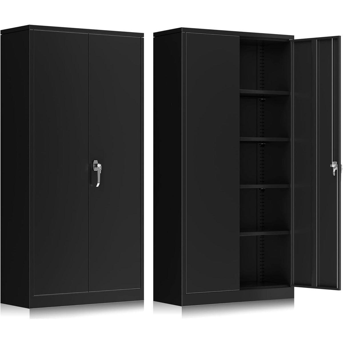 SUNCROWN 71 In Metal Storage Garage Cabinets with Locking Doors and Adjustable Shelves, Steel Storage Cabinet for Garage, Office, Classroom, Assemble