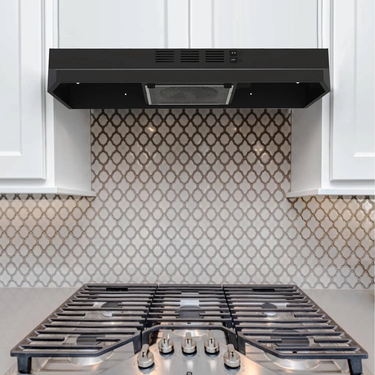SNDOAS 30 inch Under Cabinet Range Hood Kitchen Cooking Vent 230CFM with Led Light Convertible,Black