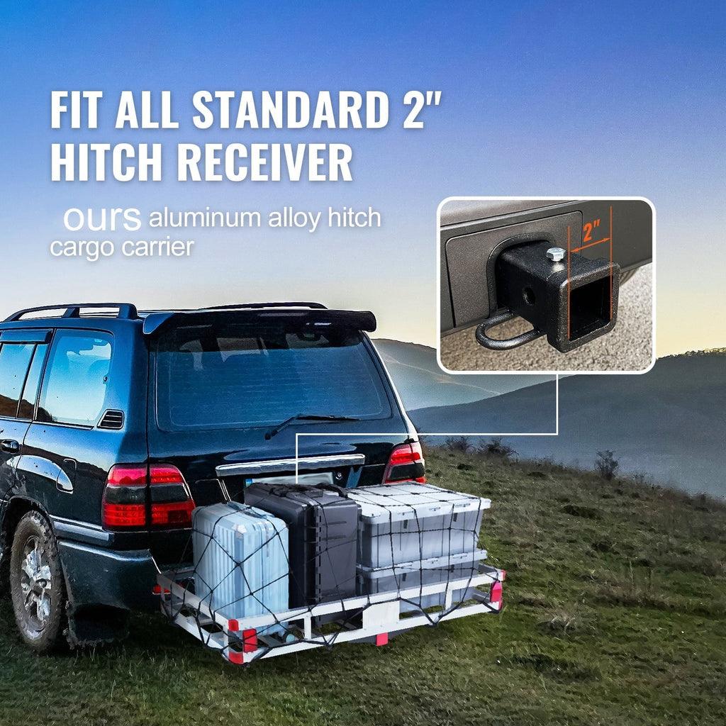 KFFKFF Aluminum Hitch Cargo Carrier, 500lbs Capacity, Rust-Resistant Basket