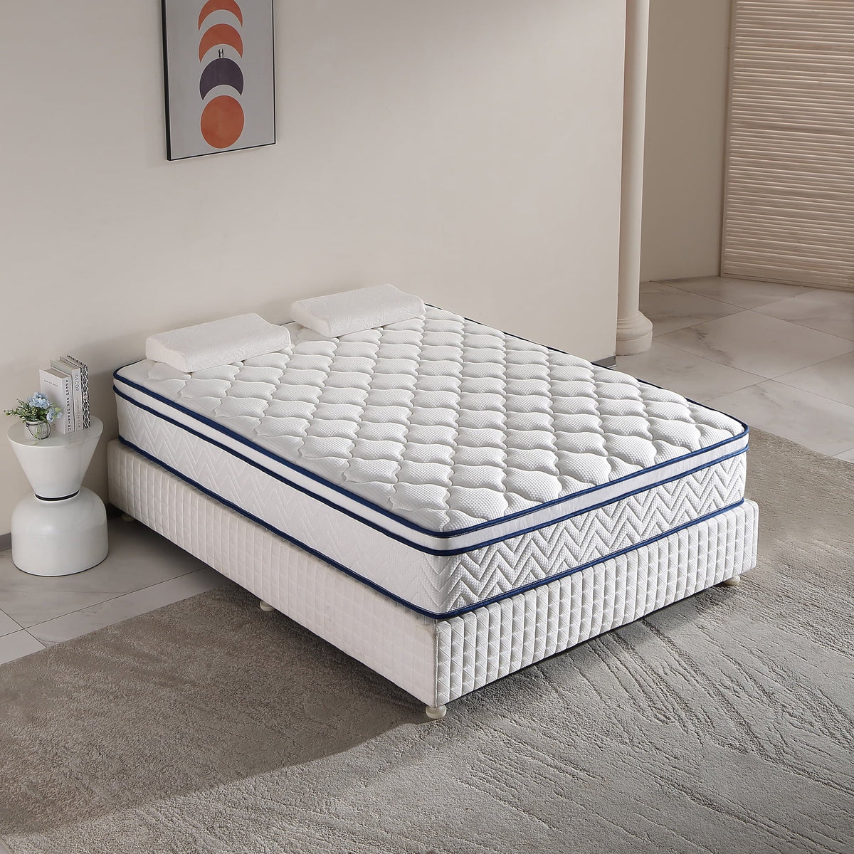 QOFYU Plush Queen Mattress 12 inch, Queen Size Spring HybridGel Memory Foam Mattress, Queen Mattresses in a Box