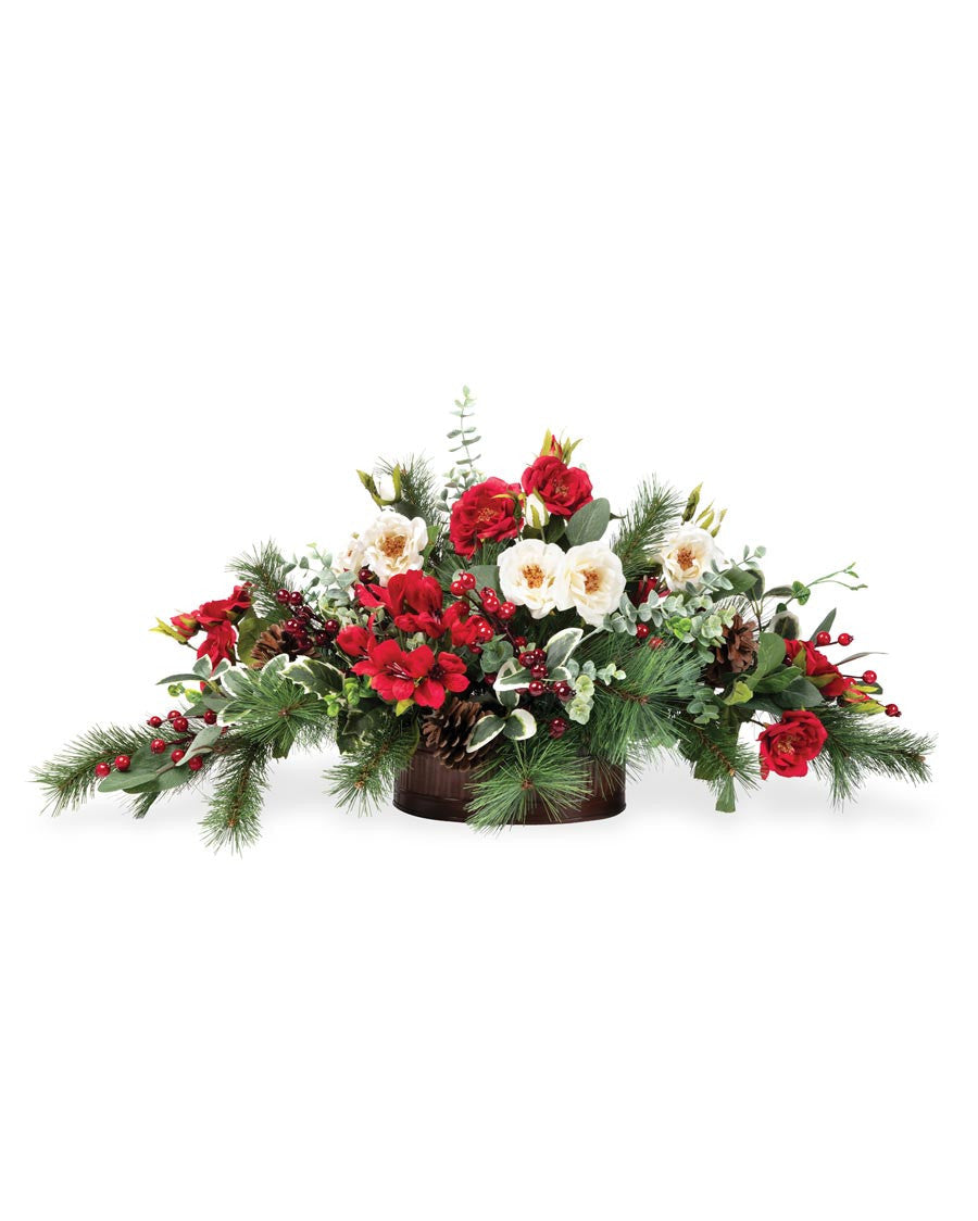 Large Holly, Pine & Berries Artificial Holiday Centerpiece