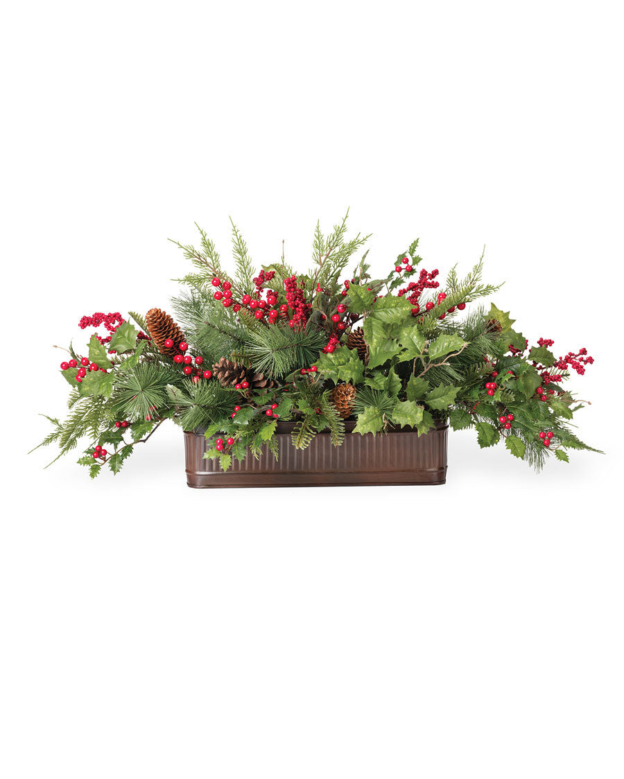 Pine, Berry & Cedar Large Artificial Holiday Centerpiece