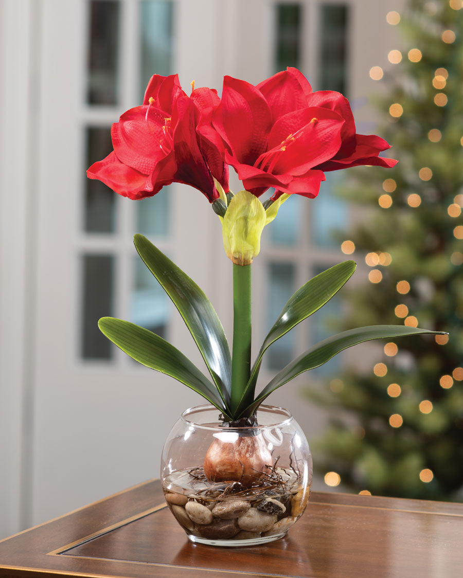 Amaryllis Accent Silk Flower Holiday Design