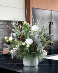 White Winter & Silver Artificial Holiday Centerpiece