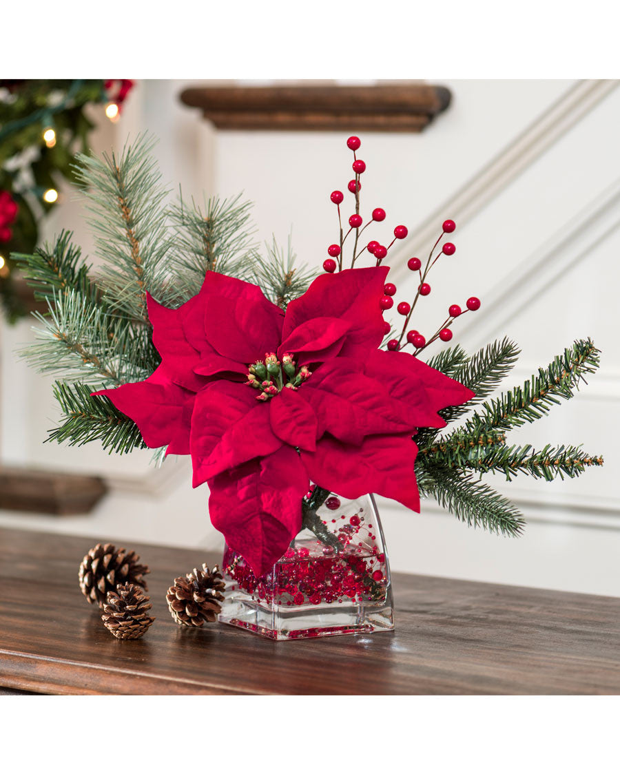 Silk Poinsettia Accent
