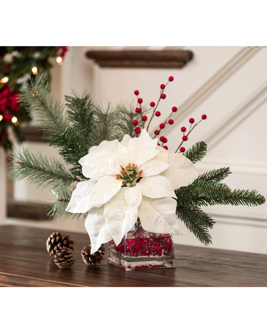 Silk Poinsettia Accent