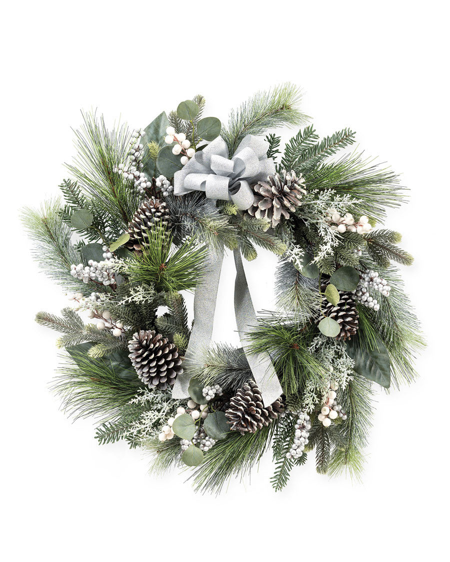 Winter White & Silver 24" Artificial Holiday Wreath