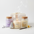 Scented Candle Set with 3 glass jar candles