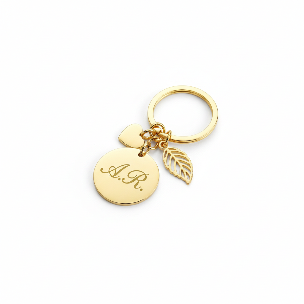 Personalized gold initial keychain charm